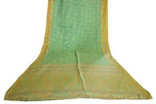 FNC Vintage Saree Indian Green Woven Bandhani Blend Silk Sari Craft Fabric 5YD