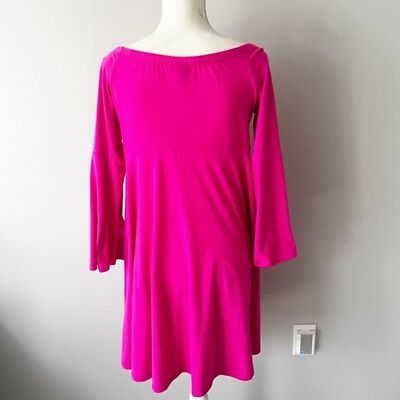 Torrid | Bright Pink Jersey Off Shoulder Bell Sleeves Skater Dress Sz. 0