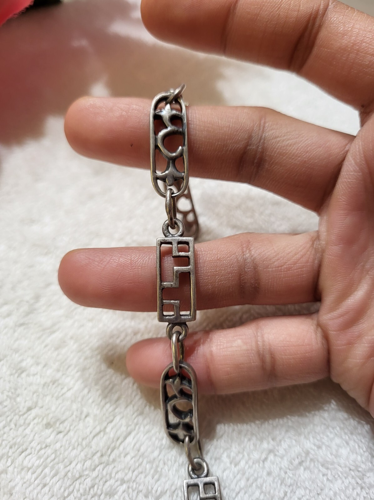 Sterling Bracelet Oval Rectangular Abstract fleur… - image 2