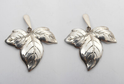 Cozzi Gioielli Sterling Silver 925 Ivy Leaf Drop Earrings Lucky Charm