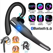 Bluetooth 5.0 Earpiece Wireless Headset Noise Cancelling Earbuds Driving Trucker