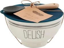 Mud Pie Bistro Bowl and Silicone Lid Set, Delish, 5" dia,Bowls