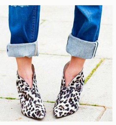 leopard pony hair booties