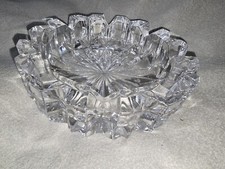 Heavy cut crystal Ashtray, diamond point; angular cut.