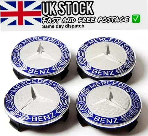 4x Blau Mercedes Benz Alufelgen Mittelkappen 75mm A B C E S M Klasse ML CLA GLA - Bild 10 von 10