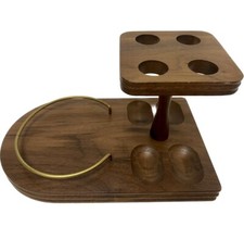 Vintage Decatur Industries 4 Hole Walnut Wood Pipe Holder Stand Rack Display MCM
