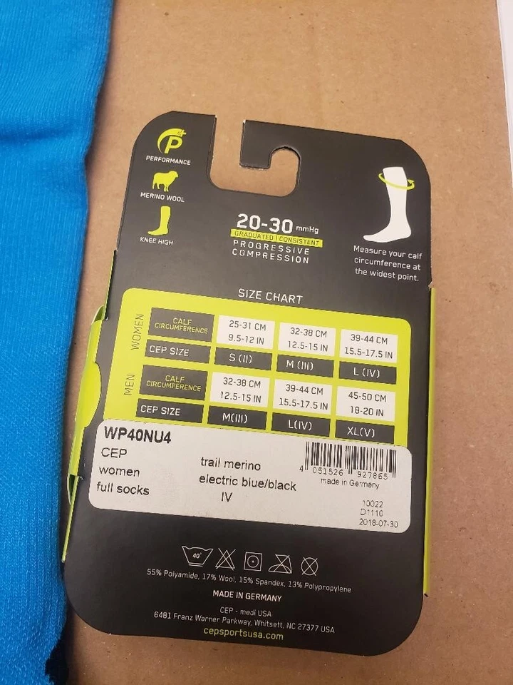 Calcetines de compresión altos completos CEP Senderismo Trail Merino, para mujer talla IV Foto 3 de 4