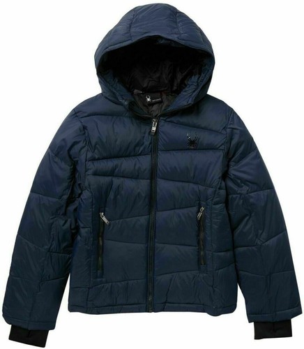 NWT Spyder $149 FRONTIER TONAL NAVY BLUE/Black Nexus Puffer Jacket Coat Boys 5 - Picture 5 of 5