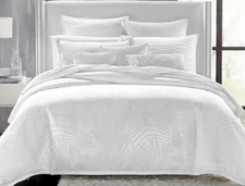 Hudson Park Luxe Palmetto Full / Queen Duvet Cover White New