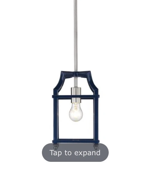 Golden Lighting 8401-M1L Leighton Mini Pendant Light, Pewter With Navy Frame - Image 2 of 4
