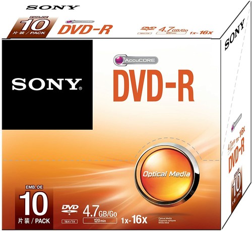 Sony 10DMR47SS 16x DVD-R 4.7GB Recordable DVD Media 10-Pack New