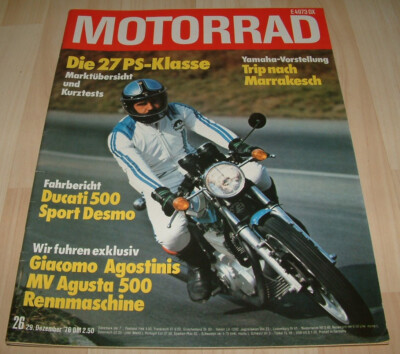 Das Motorrad 26/76 Ducati 500 Sport Desmo, 27 PS Klasse, MV August Agostini