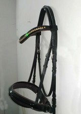 Adams Tack Two Tone Patent Leather Horse Bridle Padded Wave Browband and Reins