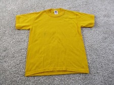 Vintage Russell Athletic Shirt Youth Made USA Blank Yellow Small 