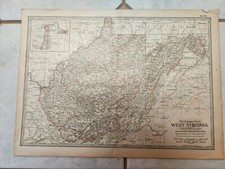 Antique 1897 Map Of WEST VIRGINIA Good Condition 12"x16"
