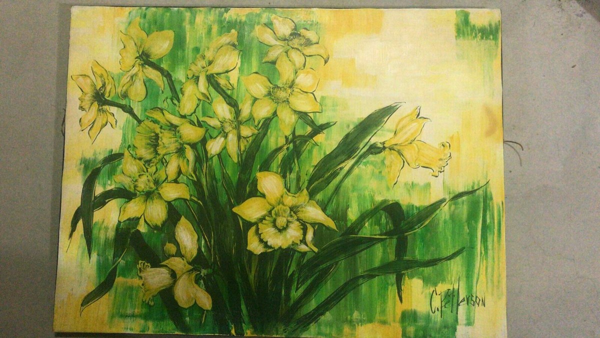 Large Mid Century Hollywood Regency painting on canvas by C