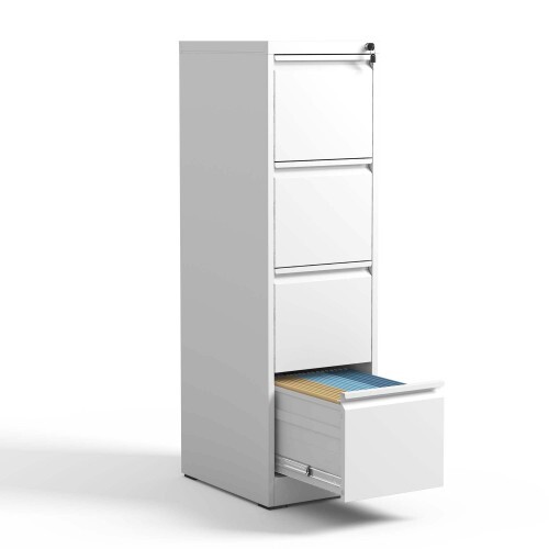 White 4 Drawer Office Home Metal Vertical File Cabinet with Lock Steel Vertical