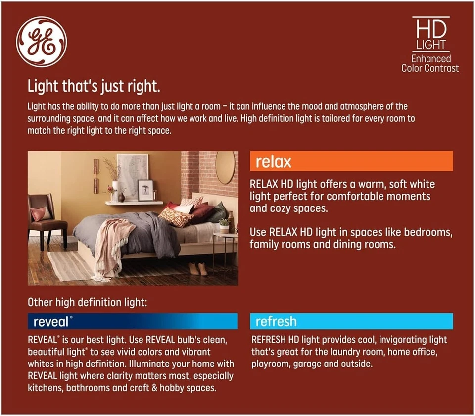 GE Relax LED BR30 HD Light SOFT WHITE 65W EQ 650 Lumens 6 Count R30 Floodlight - Image 3 of 4