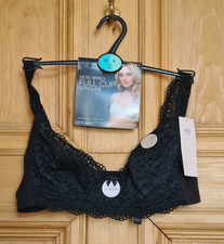 BNWT M&S Non Wired Full Cup Bra 36A BLACK LACE COTTON-BLEND