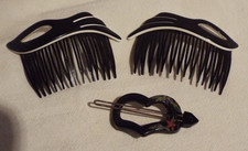 Lot 3 pieces Vintage Hair Accessory Side Combs Clip Barrette Fashion 1980's
