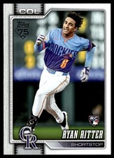 2026 Topps #18 Ryan Ritter RC Colorado Rockies City Connect Jersey