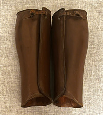 Vintage Antique Brown Leather Leg Gaiters Half Chaps