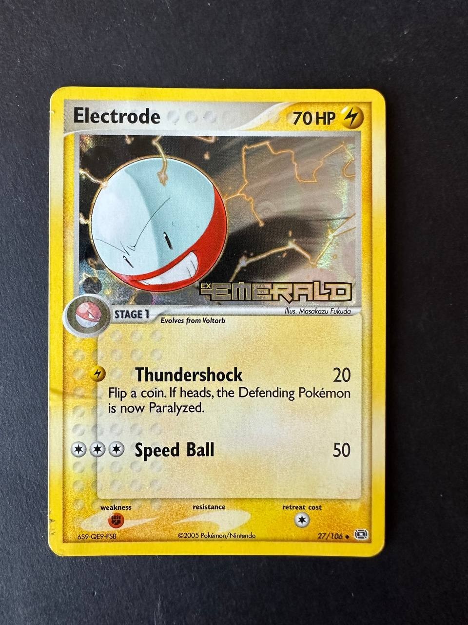 ELECTRODE 27/106 EX EMERALD HOLO STAMPED POKEMON CARD ENG *1.5