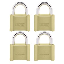 Master Lock Gold Combination Padlock, Gate for Outdoor 4 Pack,