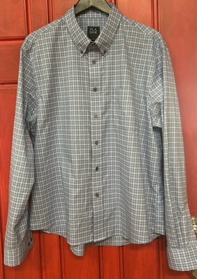 Jos A Bank Long sleeve/ Slim Fit/ XL/ Traveler Shirt/ Blue Windowpane Check