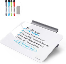 Small Desktop Whiteboard - Glass Dry Erase Board 8 X 6 Inches Tabletop Easel Whi