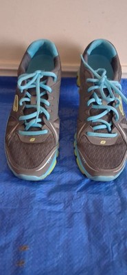 Women's Flex Tone-Ups Sketchers Fitness Shoes Size 9 Gray And Blue