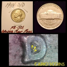 FS-501 "REPUNCHED MINT MARK" 1954-D/D THOMAS JEFFERSON NICKEL ERROR VARIETY!