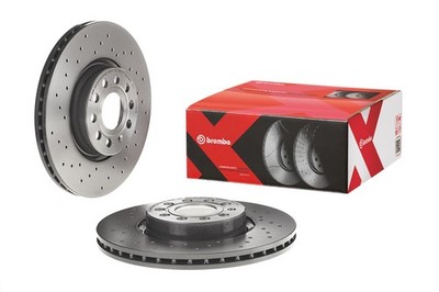 Brembo Xtra Front X-Drilled Brake Disc Rotor For Audi A3 Q3 Quattro VW Eos Jetta