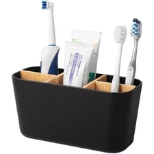 Bamboo Toothbrush Holder with 5 Slots for Electric Toothbrushes Toothpaste