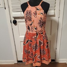 Vince Camuto Floral Mini Dress - Orange and Black
