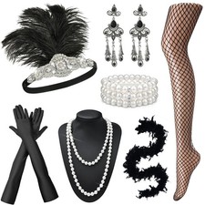 1920s Great Gatsby Accessories Set for Women Headpiece Headband Flapper Roari