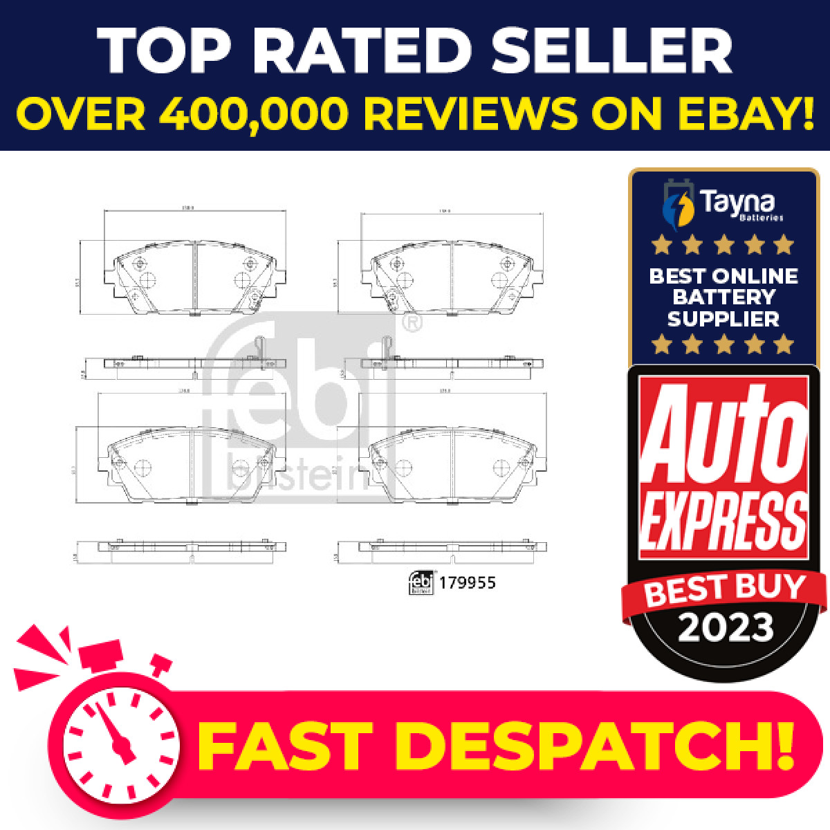 Brake Pads Set fits MAZDA 3 BP 1.5 Front 2018 on P5X4 BCYA3328ZA BCYA3328ZB Febi