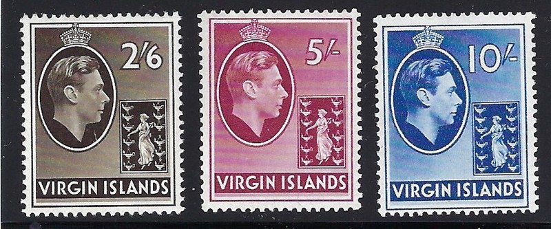 Virgin Islands, 1938-1947, Scott #84-86, Mint: #84 and 86 are N.H., #85 is L.H.