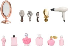1/12 Scale Miniature Bathroom Accessories Kit Mini Plastic Hair Dryer Brush Comb