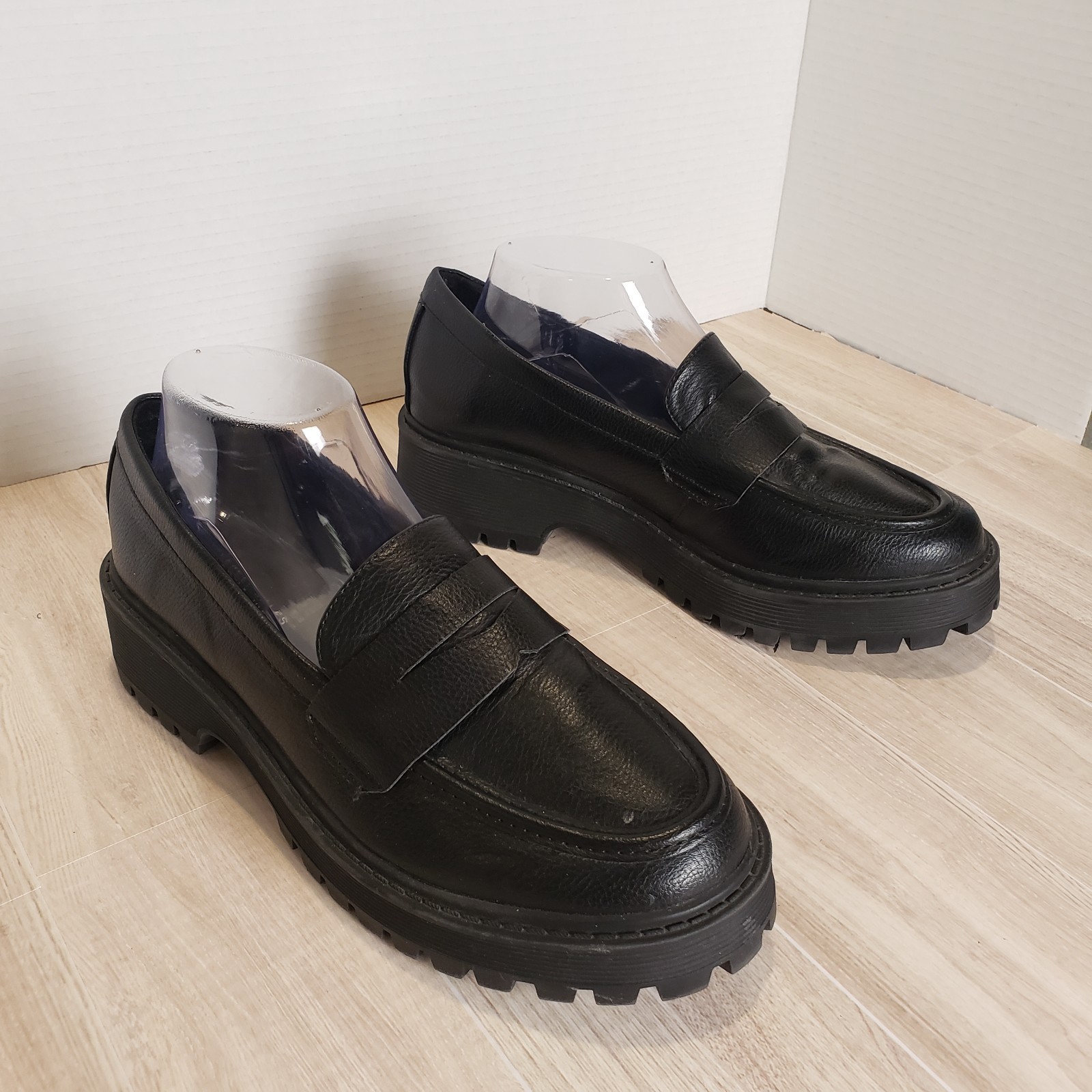 Sincerely Jules Rocker Loafers Size 8.5 Black Chunky Platform Penny Lug  Shoes