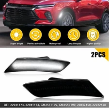 Front Left Right Smoke White LED Side Marker Light Set For 2019-24 Chevy Blazer