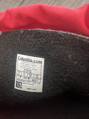 COLUMBIA Kid Snow Boots Insulated Waterproof Powderbug Plus II Red Black Sz 5 - Picture 6 of 6
