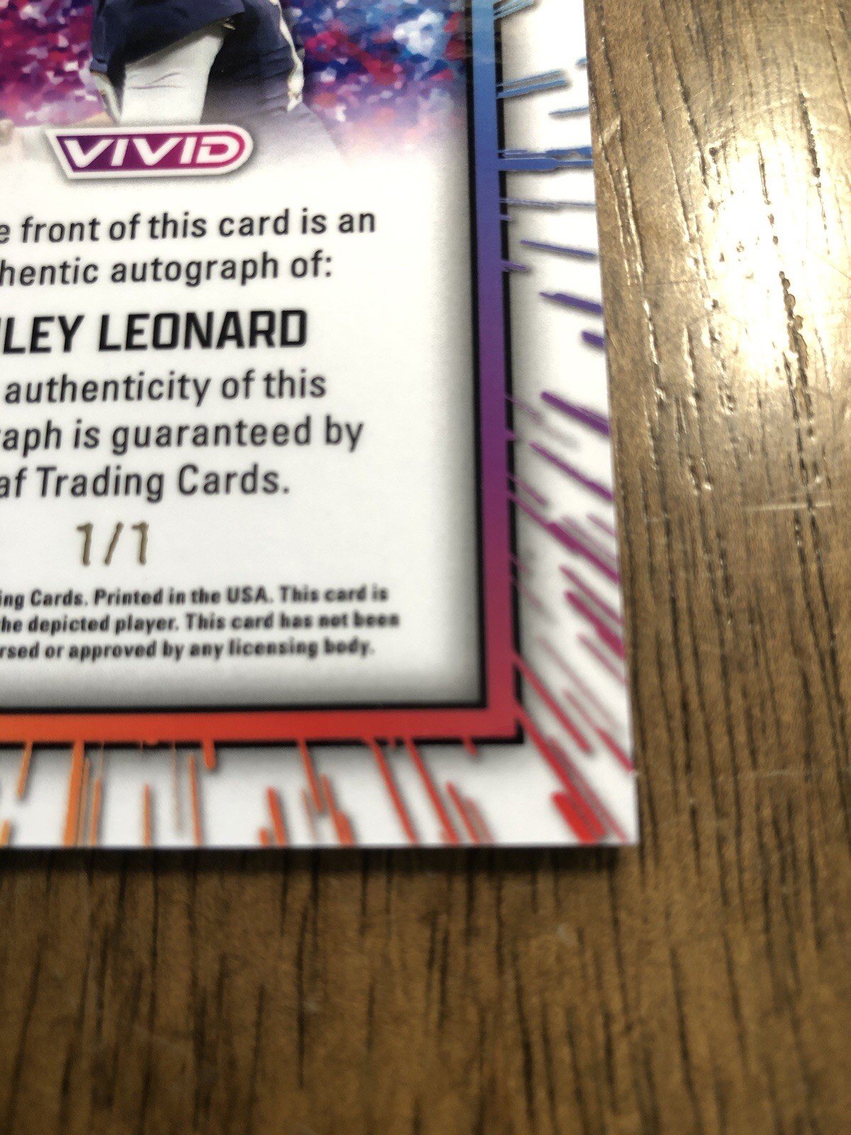 2025 Leaf Vivid Football RILEY LEONARD Black Crystal 1/1 AUTO view 6
