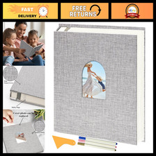 Self-Adhesive Photo Album 12.6x13" Linen Cover Scrapbook 120 Pages Gray Memory B