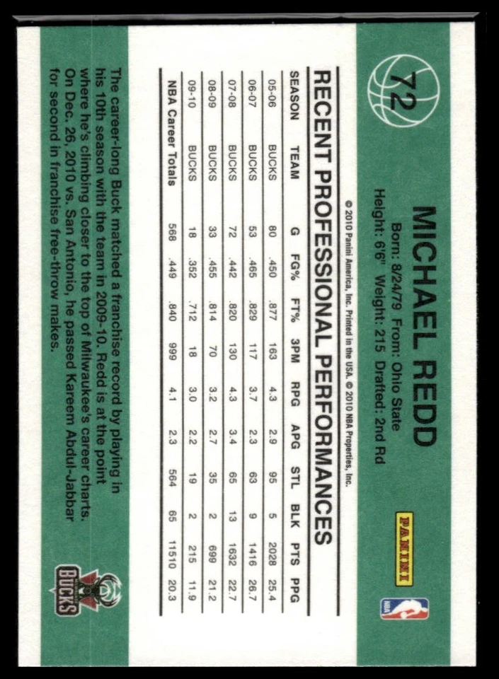 2010-11 Donruss #72 Michael Redd - Image 2 of 2