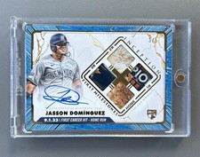 2024 Topps 1st HR Milestone Base Relic Patch Auto /5 Yankees RC JASSON DOMINGUEZ