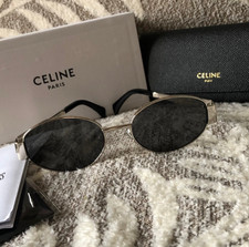 CELINE CL40235U Silver/Grey Triomphe Oval Sunglasses In Metal for women