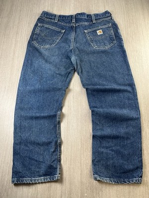 Carhartt FR Flame Resistant Work Jeans Relaxed Fit CAT 2 Denim 38x30 Blau Vintage