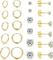Ohrringe 316L Chirurgenstahl Gold Silber Set Hypoallergen Cubic Zirkonia Damen