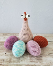 Cute Handmade Crocheted Eggs And Chicken Mult...